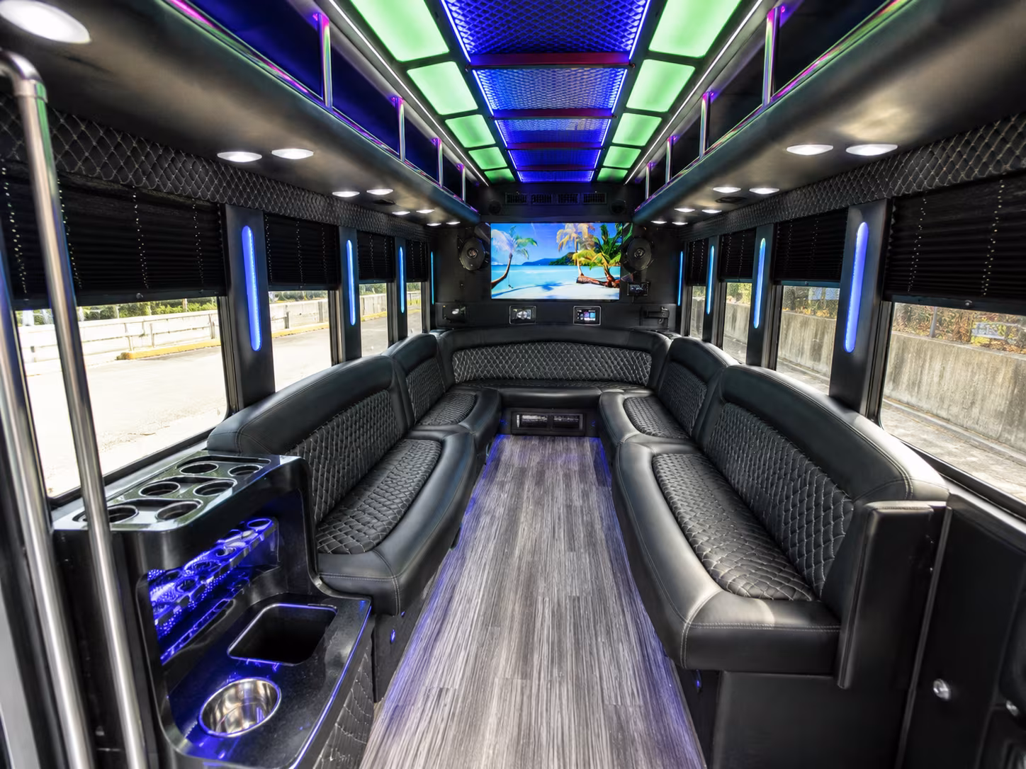 camarillo 18 passenger party bus inside